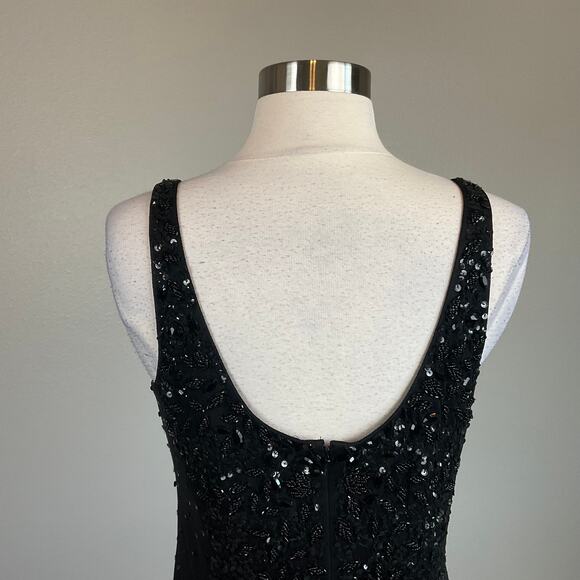 Adrianna Papell Sequined Mini Sheath Cocktail Dress Black Size 8 Sleeveless - Picture 6 of 11